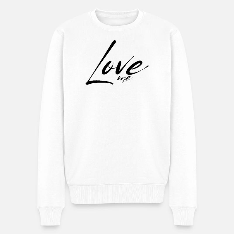 Love me - Männer Premium Bio Pullover - Weiß