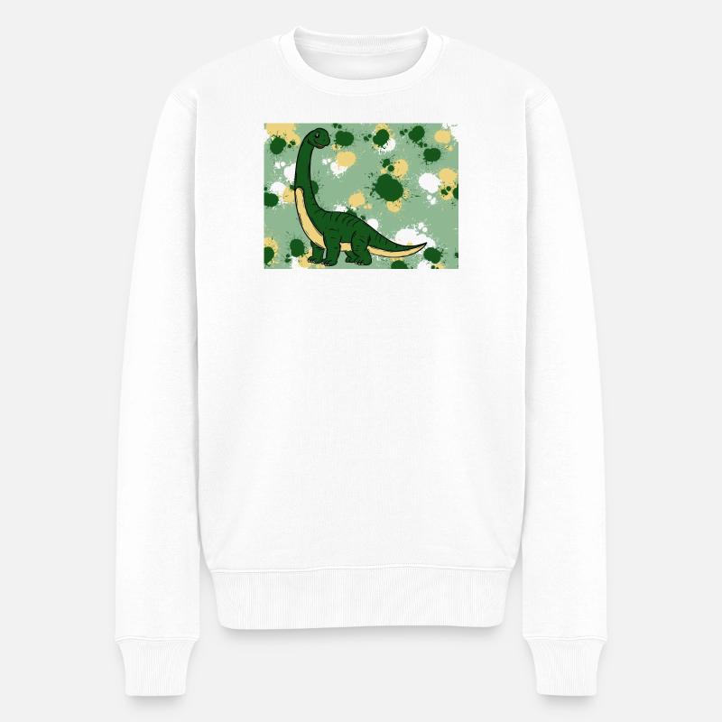 Brachiosaurus Dino - Männer Premium Bio Pullover - Weiß