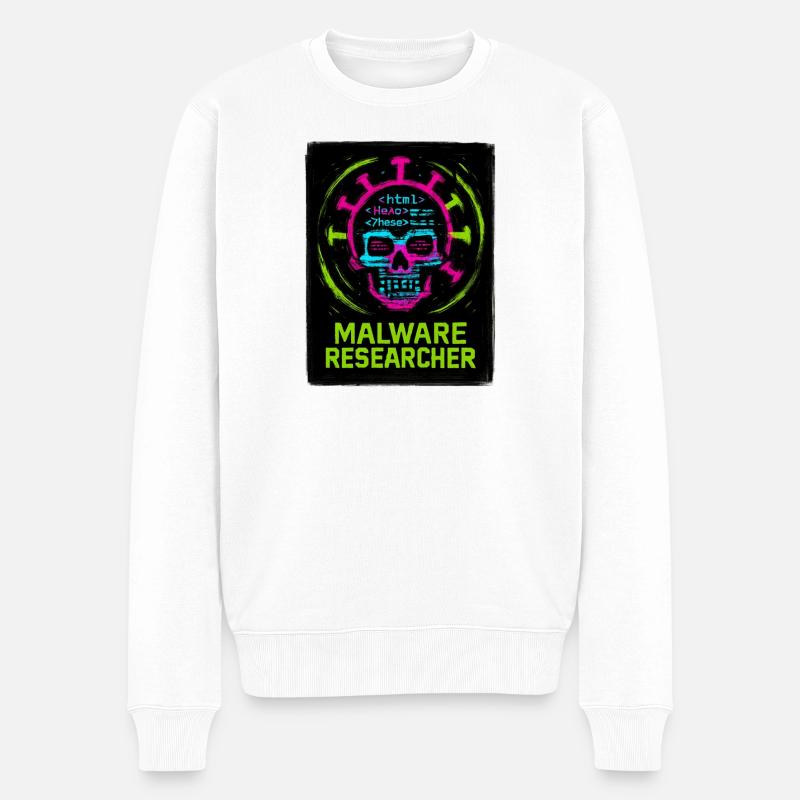Cybersécurité : Malware Researcher - Pull Premium bio Homme - blanc