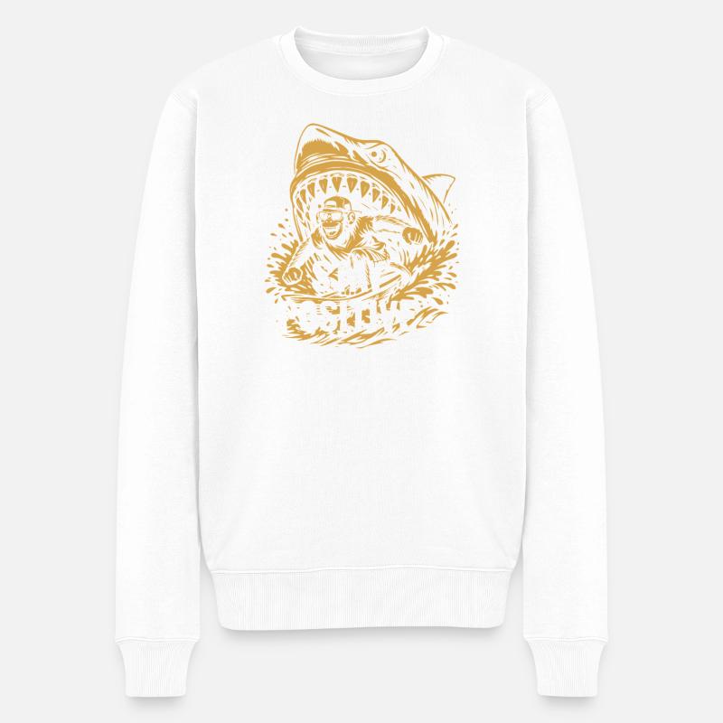 Bleib positiv, Shark Splash - Männer Premium Bio Pullover - Weiß
