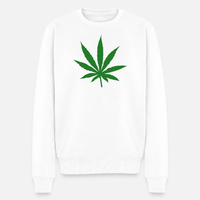 Cannabisblatt – Unkraut – Freiheit - Männer Premium Bio Pullover - Weiß
