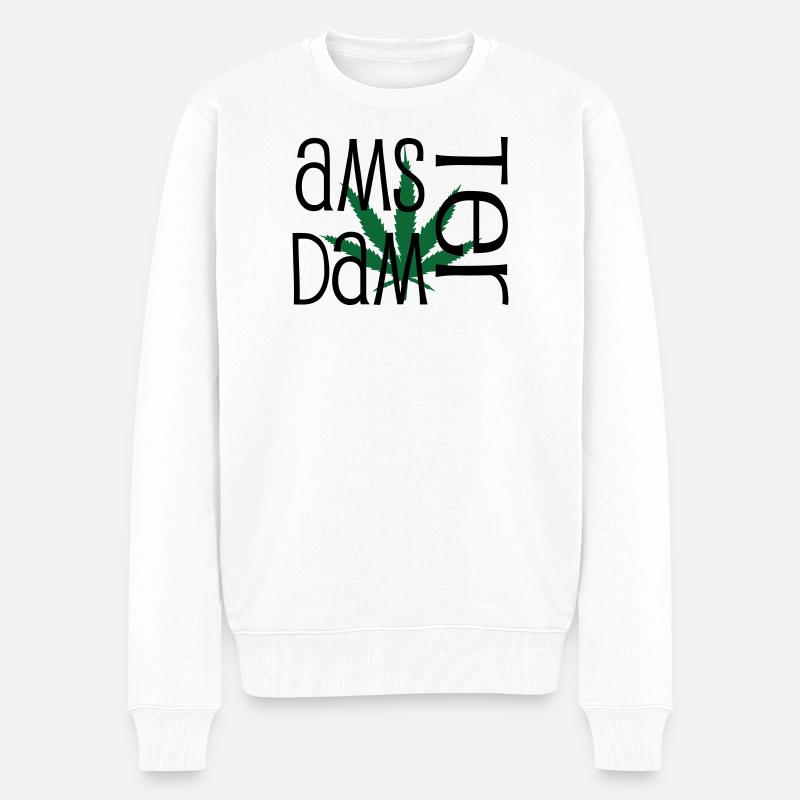 Amsterdam - Cannabis - Weed - Pull Premium bio Homme - blanc