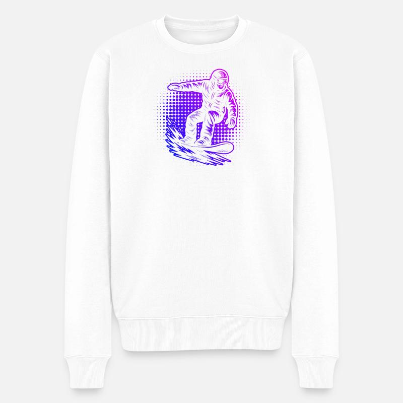 Klassisches Snowboard Motiv - Männer Premium Bio Pullover - Weiß