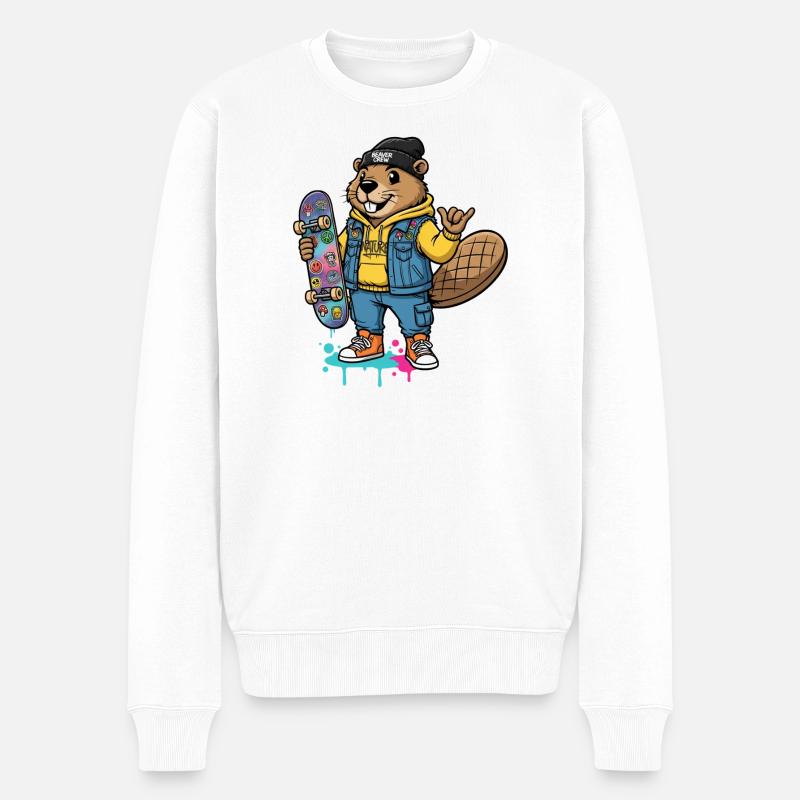 Équipe de Skateboarders Beaver - Pull Premium bio Homme - blanc