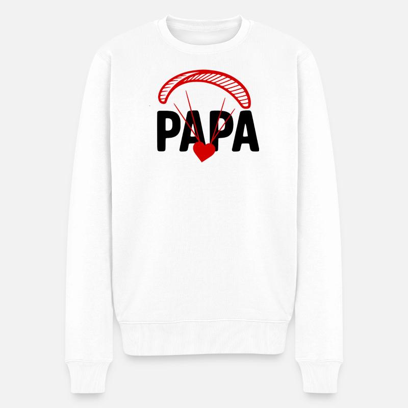 Papa Gleitschirm, Paragliding mit Herz - Männer Premium Bio Pullover - Weiß
