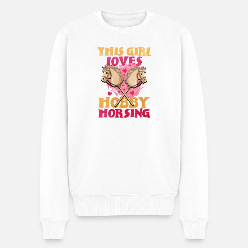 Dieses Mädchen liebt Hobbyhorsing - Männer Premium Bio Pullover - Weiß