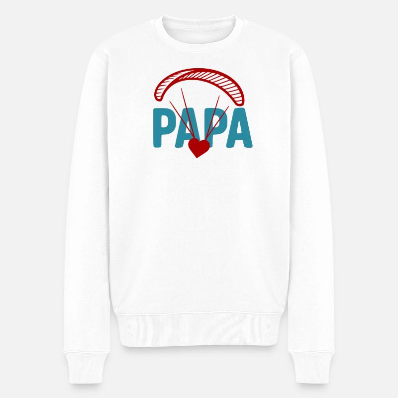 Papa Paragliding Herz - Männer Premium Bio Pullover - Weiß