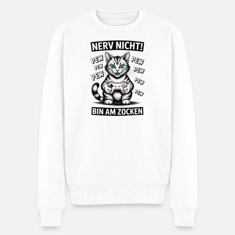 Courage Not I Gaming Cat Design - Pull Premium bio Homme - blanc