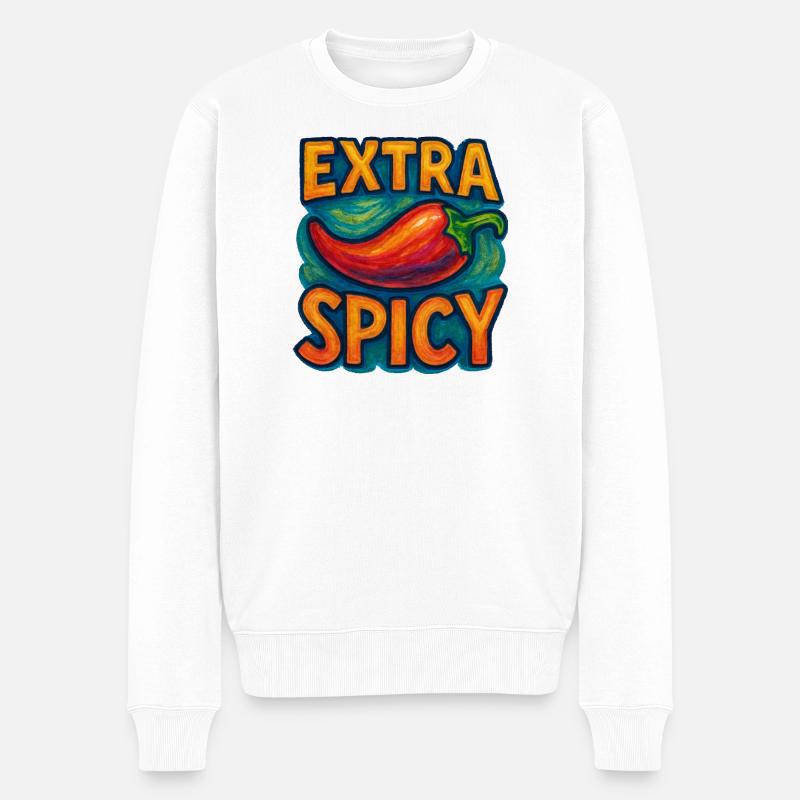 Extra scharfe Chili-Pop-Kunst - Männer Premium Bio Pullover - Weiß