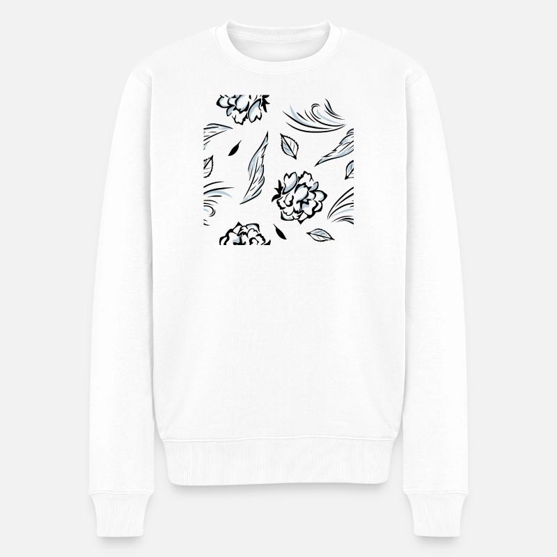 Seamless_pattern_with_roses - Pull Premium bio Homme - blanc