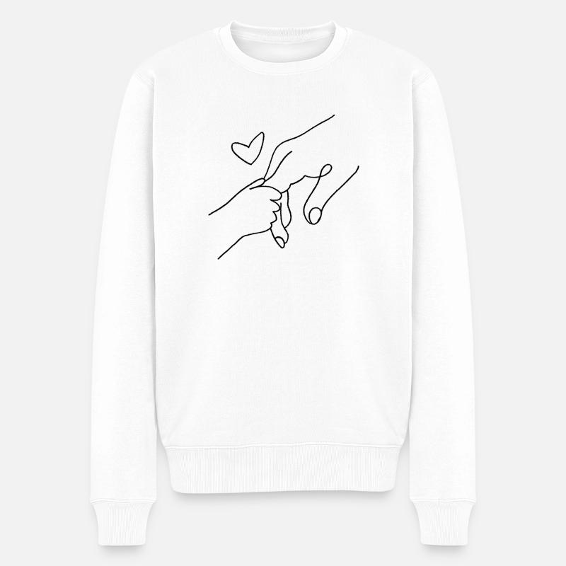 Poignée de main avec connexion cœur - Pull Premium bio Homme - blanc