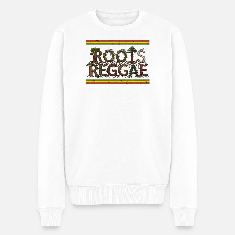 Roots Reggae Forest - Männer Premium Bio Pullover - Weiß