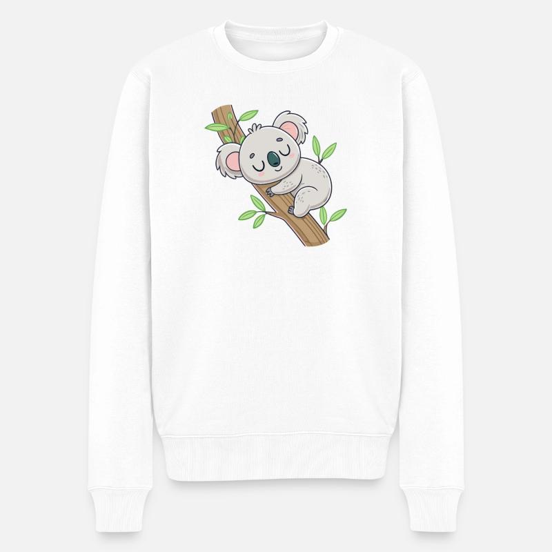 Schlafender Koala auf dem Ast - Männer Premium Bio Pullover - Weiß