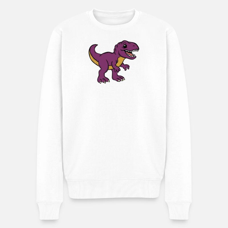 Dino - Männer Premium Bio Pullover - Weiß