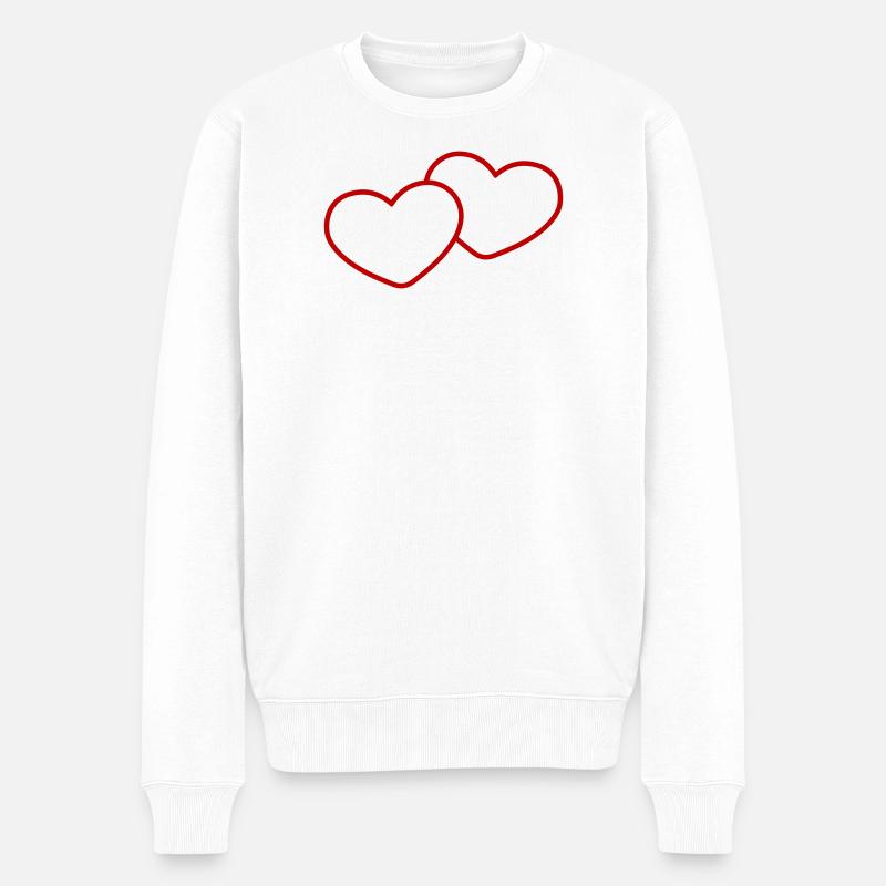 Herzen Paar Ehe - Männer Premium Bio Pullover - Weiß