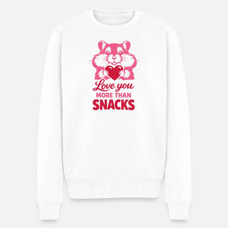 Liebe dich mehr als Snacks – Hamster - Männer Premium Bio Pullover - Weiß