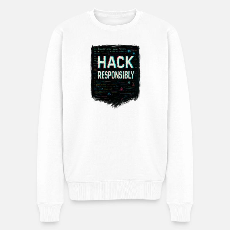 Cybersicherheit: Hack-Verantwortung - Männer Premium Bio Pullover - Weiß