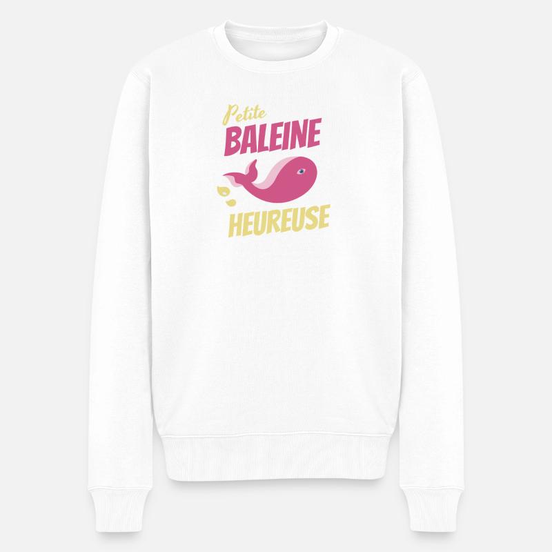Glücklicher kleiner Wal - Männer Premium Bio Pullover - Weiß