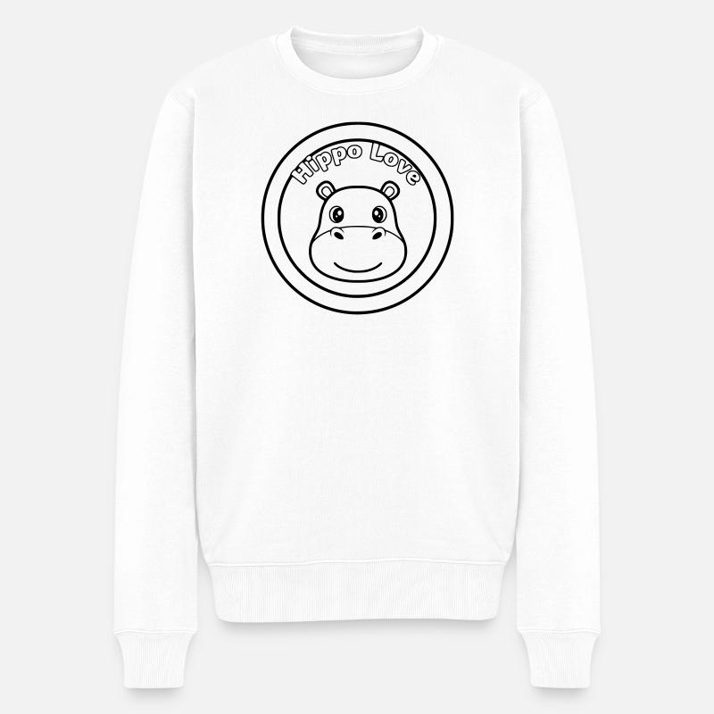 Hippo Love Nilpferd Logo - Pull Premium bio Homme - blanc