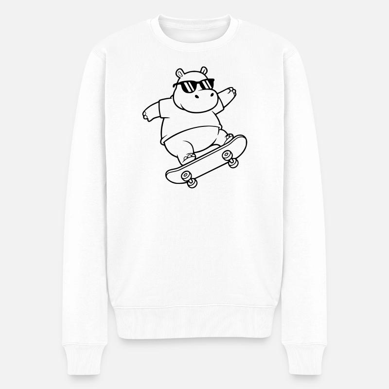 Profil du skateboard Skater Hippo - Pull Premium bio Homme - blanc