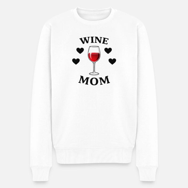 Wine Mom Weinglas Herzdesign - Männer Premium Bio Pullover - Weiß