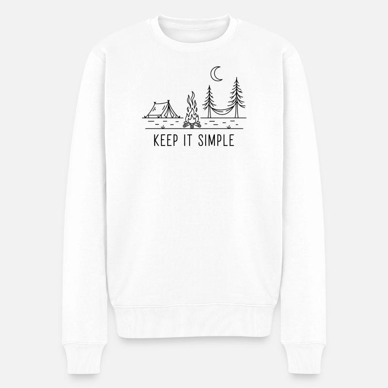 Camping Nacht Lagerfeuer Minimal - Männer Premium Bio Pullover - Weiß