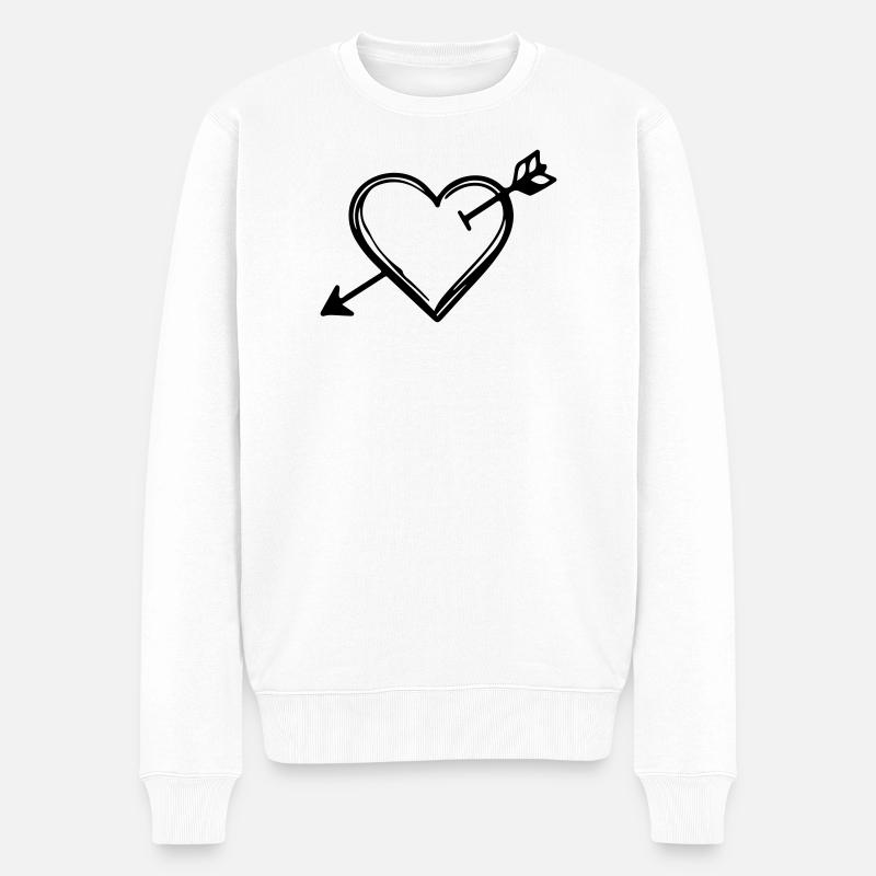 Herz Pfeil Symbol - Männer Premium Bio Pullover - Weiß