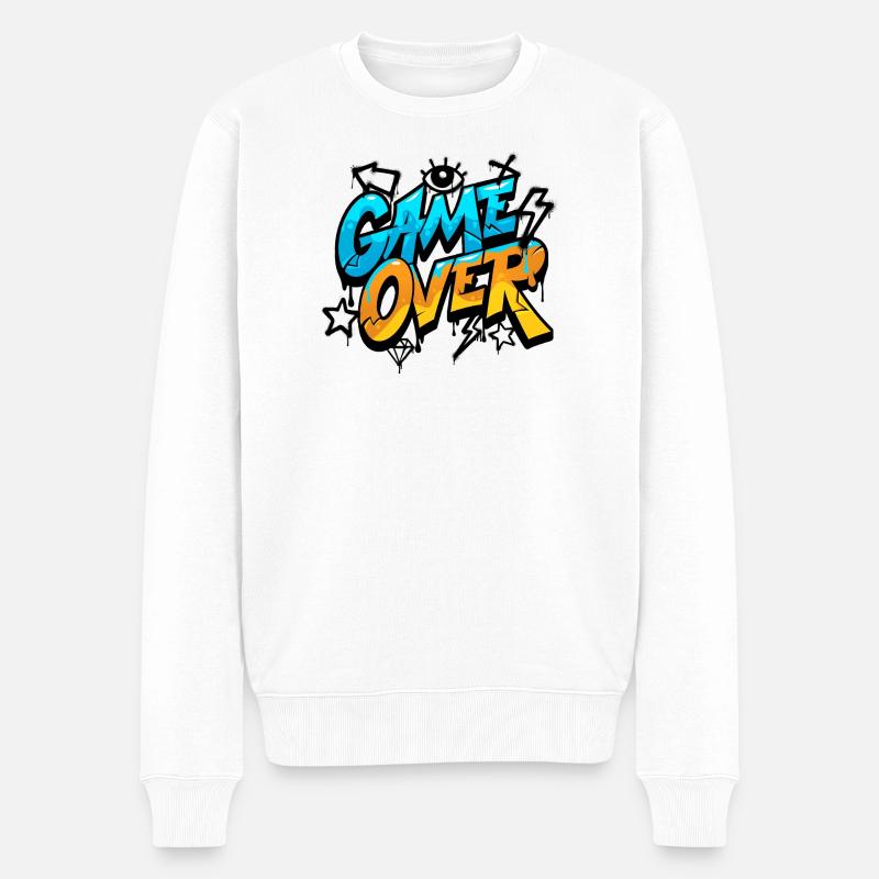 Game Over Graffiti Splash Tee - Männer Premium Bio Pullover - Weiß