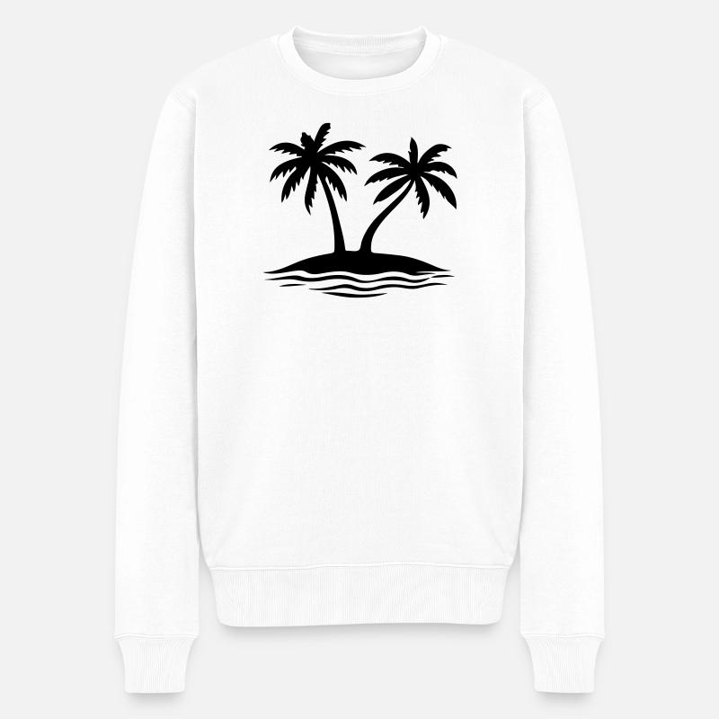 Palmen Strand Insel - Männer Premium Bio Pullover - Weiß