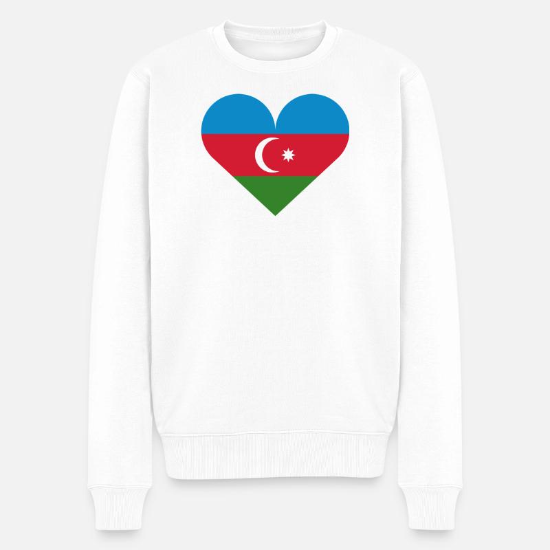 Herzflagge Aserbaidschans - Männer Premium Bio Pullover - Weiß