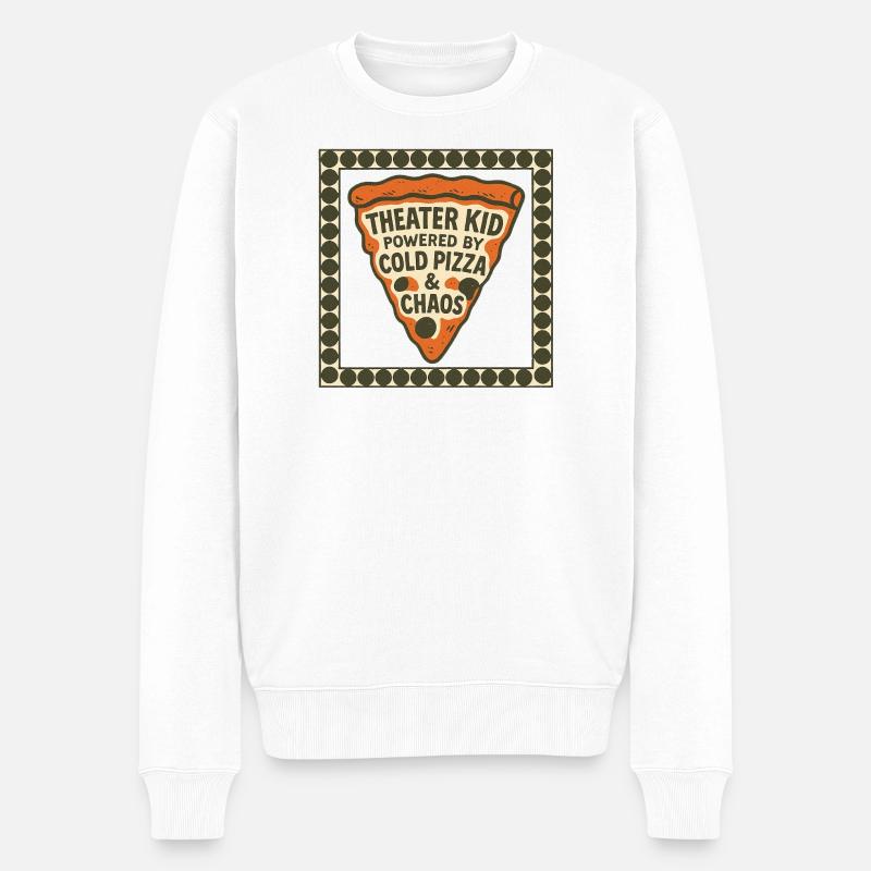 Theater Kid Pizza Chaos - Männer Premium Bio Pullover - Weiß