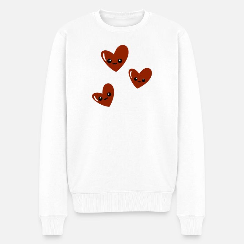 Kuschelige Herzen Trio Kawaii - Männer Premium Bio Pullover - Weiß