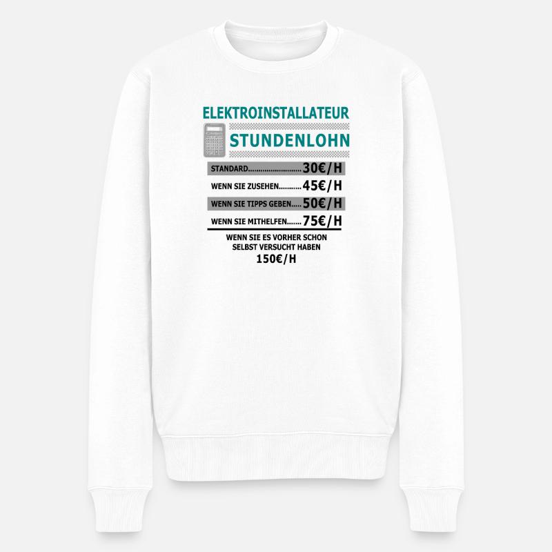 Installateur Stundenlohn - Männer Premium Bio Pullover - Weiß