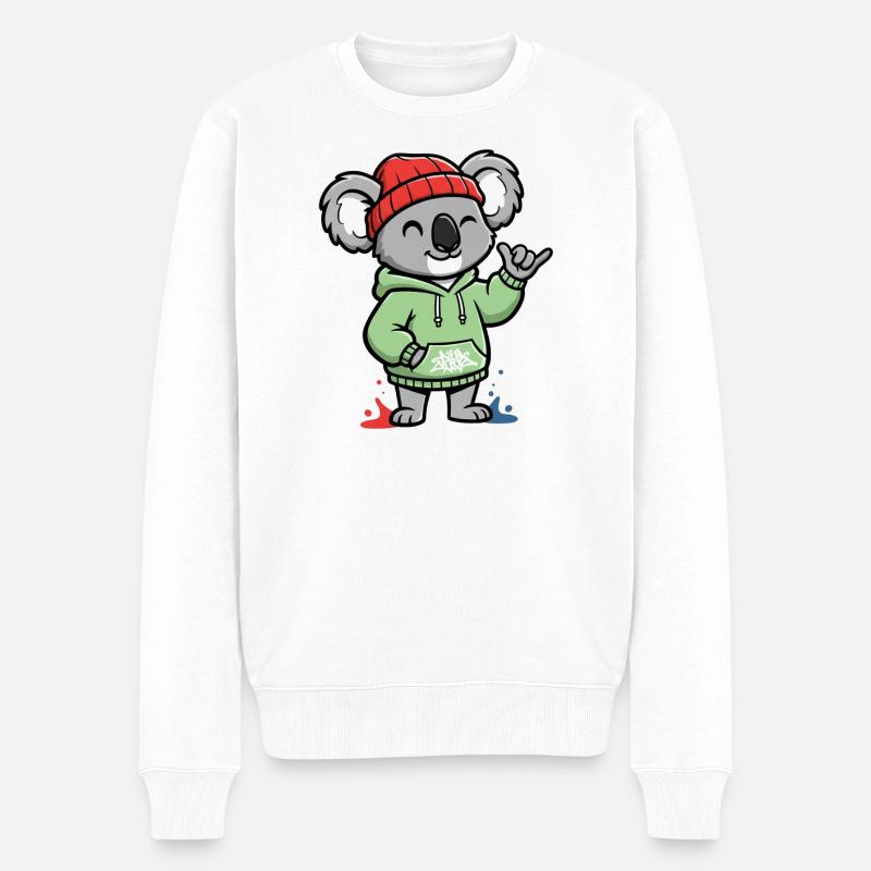 Koala Hoodie Streetstyle - Männer Premium Bio Pullover - Weiß
