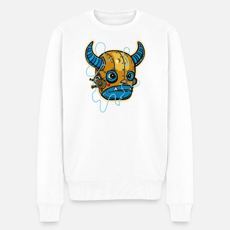 Taureau Steampunk Mécanique - Pull Premium bio Homme - blanc