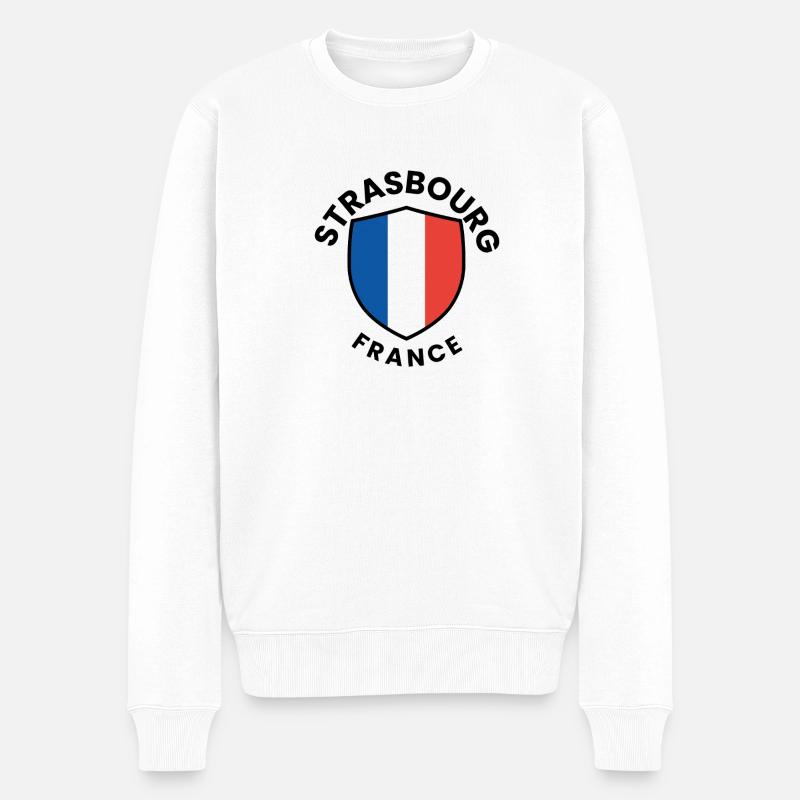 Flagge des Straßburger Schildes Frankreich - Männer Premium Bio Pullover - Weiß