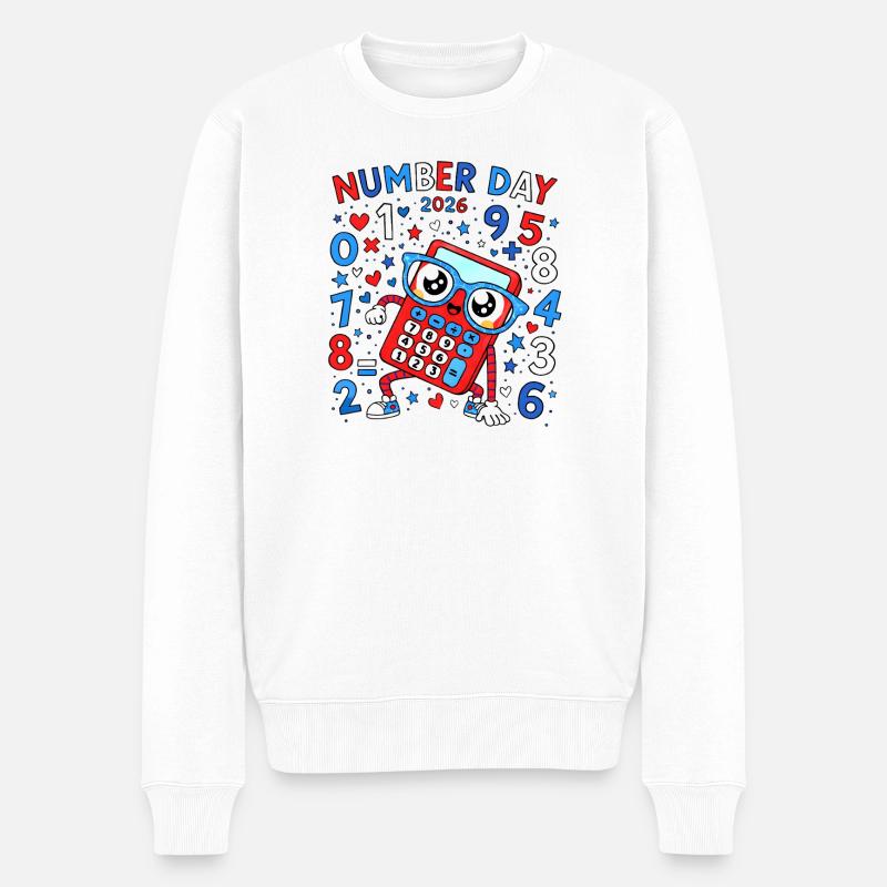 Jour des Numéros 2026 Calculatrice Héros - Pull Premium bio Homme - blanc