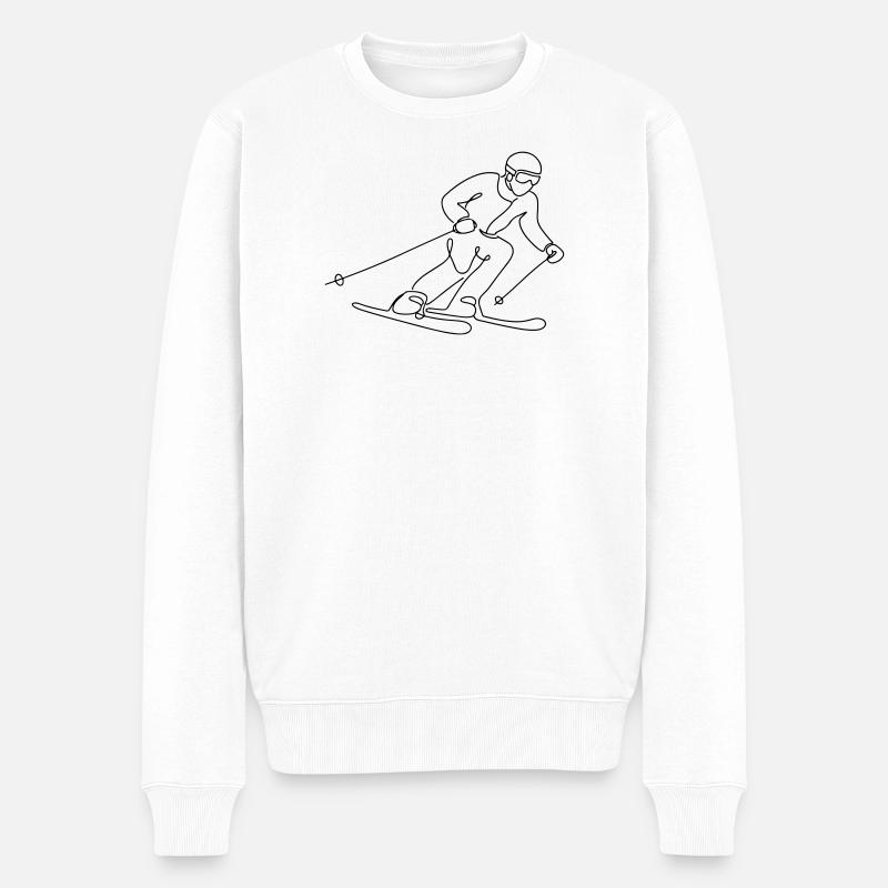 Ski Fahrer Illustration - Männer Premium Bio Pullover - Weiß