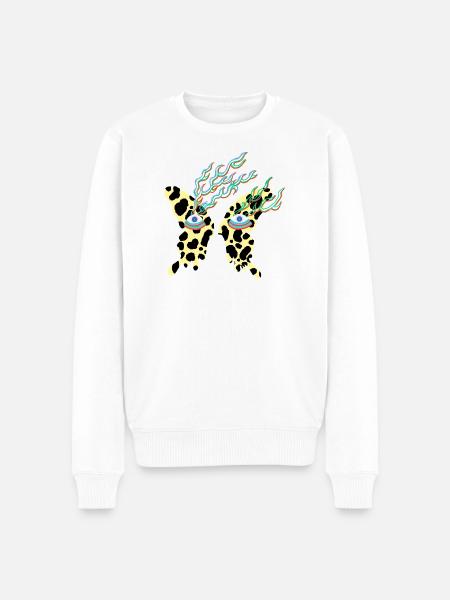 butterfly_with_eyes - Pull Premium bio Homme - blanc