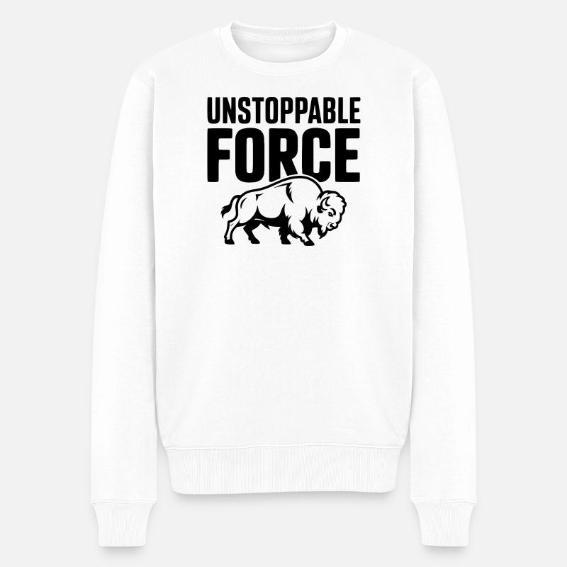 Unaufhaltsame Kraft - Männer Premium Bio Pullover - Weiß