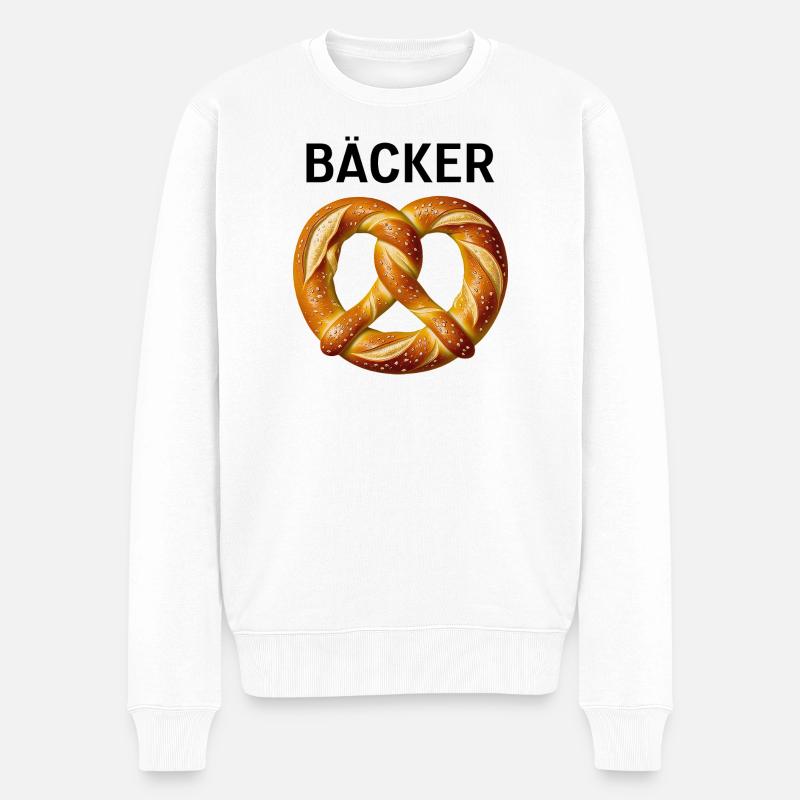 Bäcker Kostüm Brezel Beruf Karneval Bäckerei - Männer Premium Bio Pullover - Weiß
