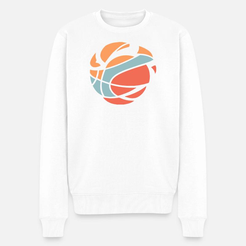 Explosion abstraite du basket-ball - Pull Premium bio Homme - blanc