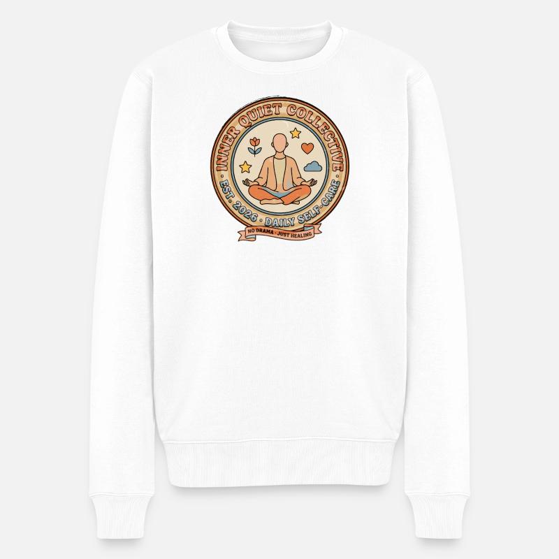 Inner Quiet Circle Tägliche Selbstfürsorge - Männer Premium Bio Pullover - Weiß