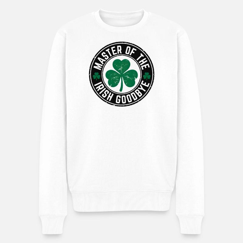 Meister der Irischen Abschied - Männer Premium Bio Pullover - Weiß