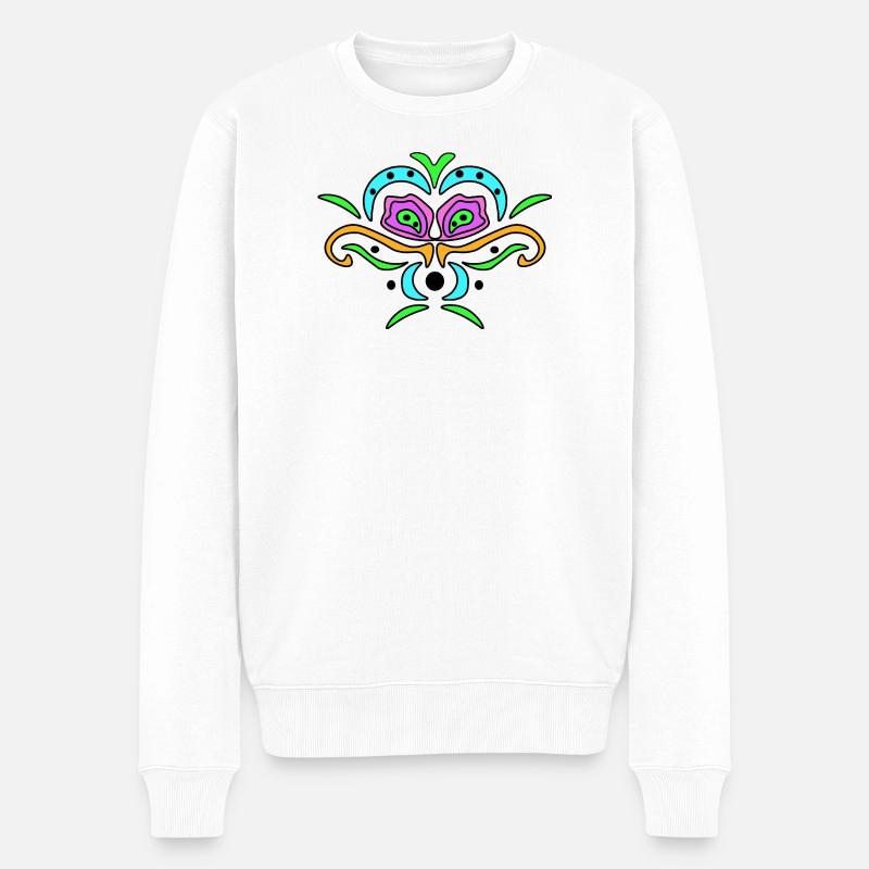 Farb-Mandala Maske - Männer Premium Bio Pullover - Weiß