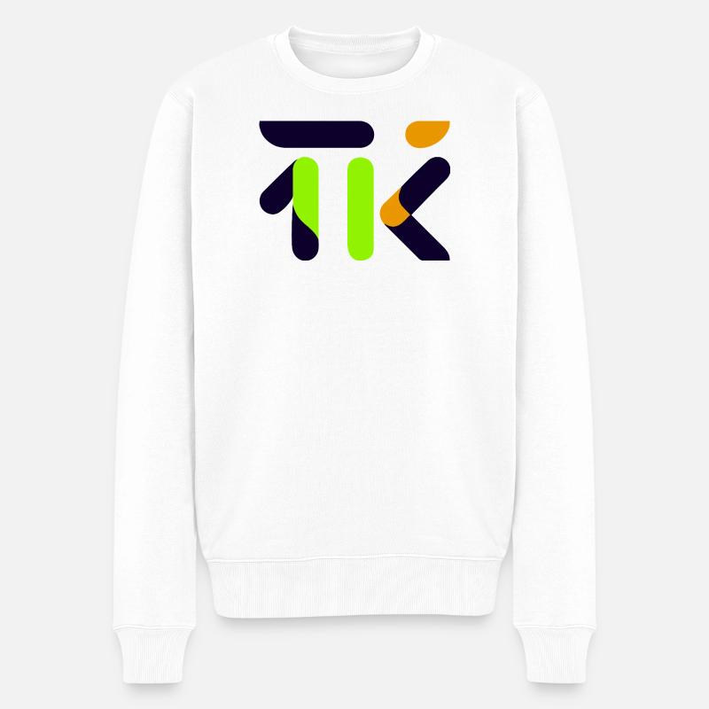 Neon Lime Abstract Glyph - Männer Premium Bio Pullover - Weiß