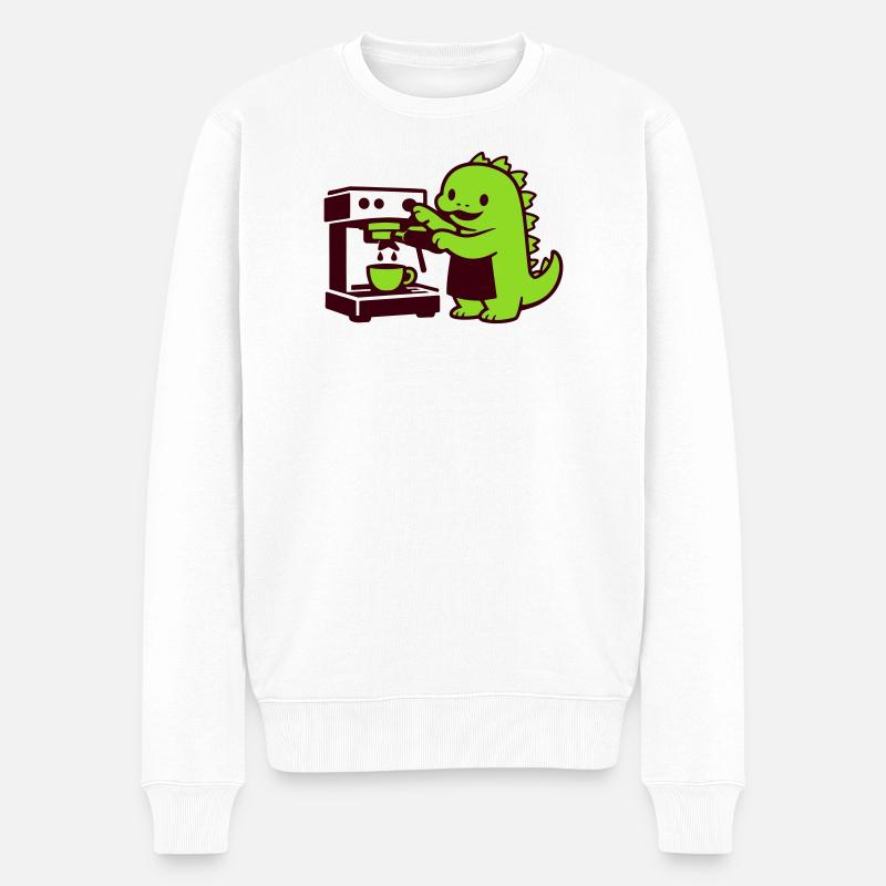 Cute Coffee Dragon - Männer Premium Bio Pullover - Weiß