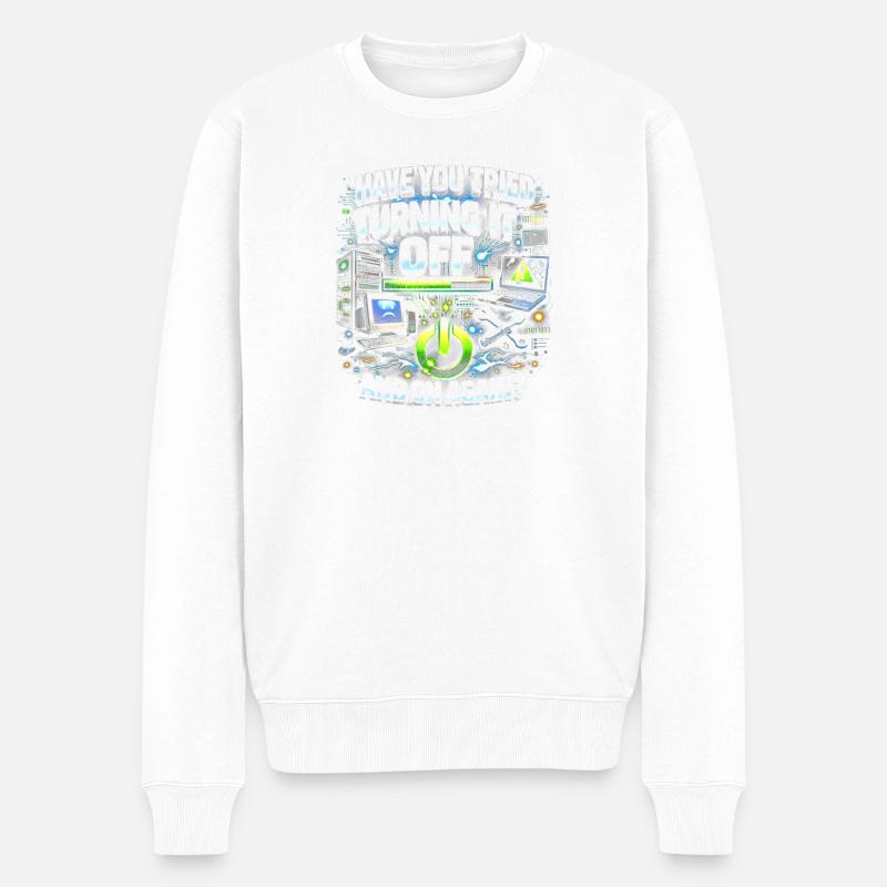 Tu l’as éteint puis rallumé ? - Pull Premium bio Homme - blanc