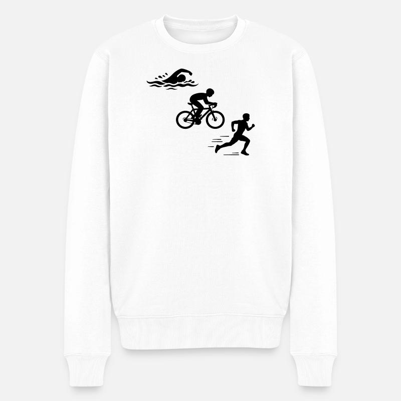 Triathlon Silhouette Triathlet - Männer Premium Bio Pullover - Weiß