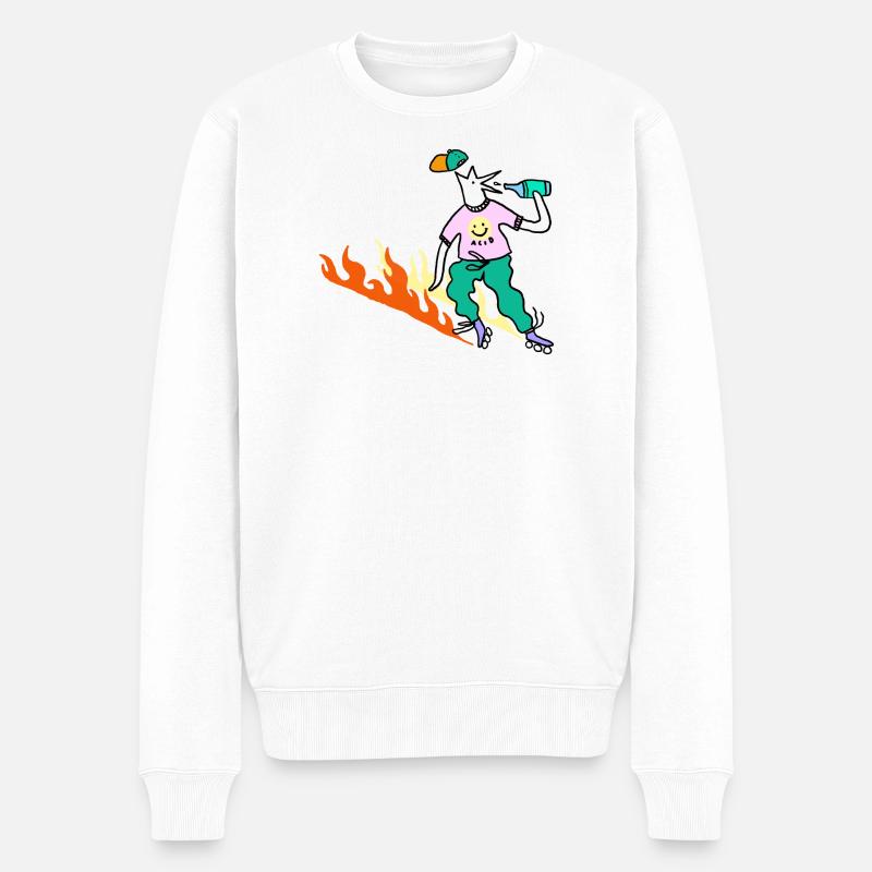 Roller_Skater_on_fire - Pull Premium bio Homme - blanc